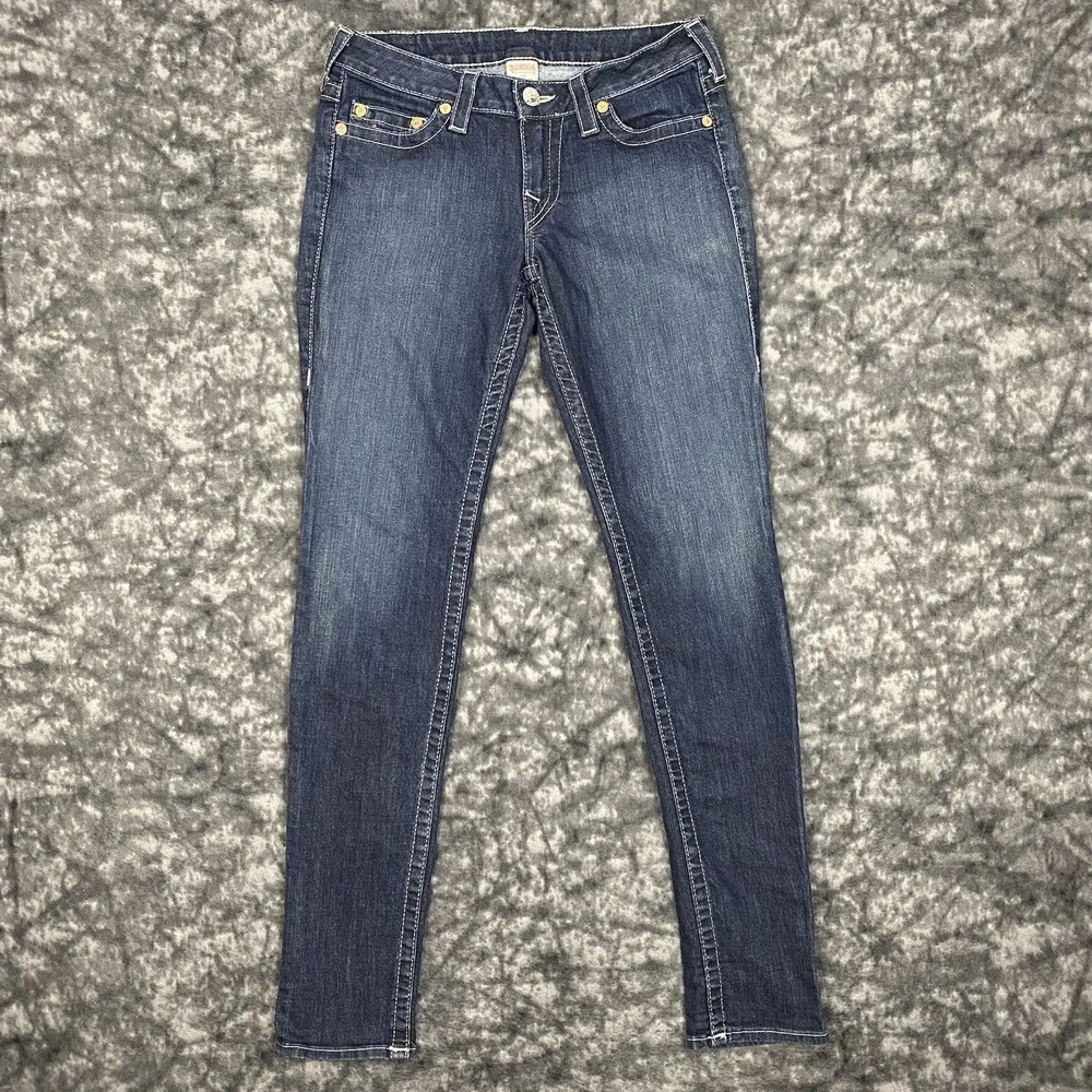 True Religion Jeans Skinny Womens Size 30 Medium Wash 30x32 USA Made Y2K - Picture 2 of 14